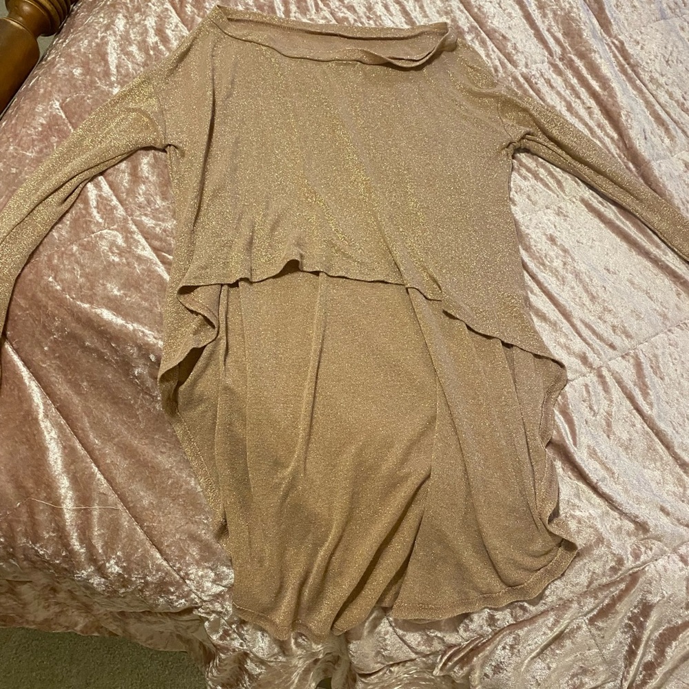 Pink high low glitter top